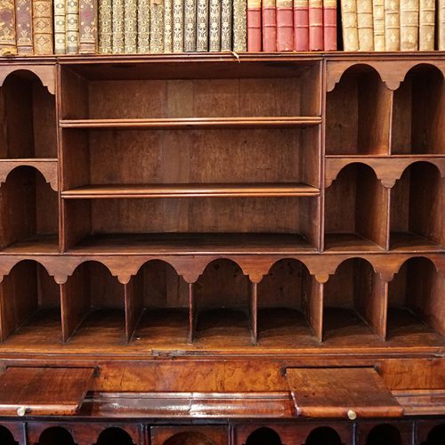 Queen Anne walnut bureau bookcase top fitment