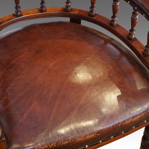 Victorian leather desk chair seat