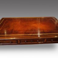 Victorian mahogany library table top detail