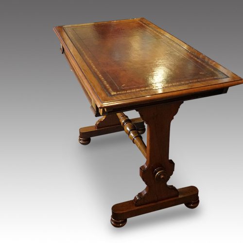 Victorian walnut small library table angle view