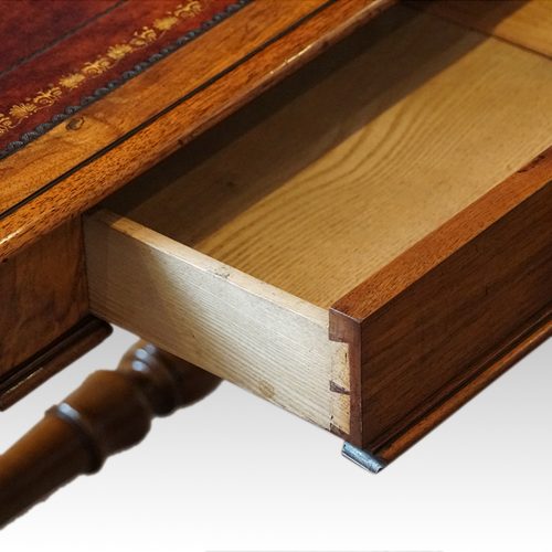 Victorian walnut small library table ash lining
