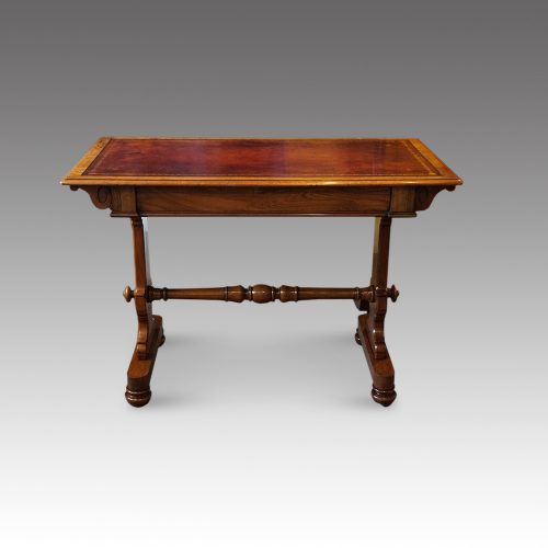 Victorian walnut small library table rear