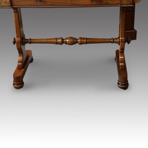 Victorian walnut small library table stretcher