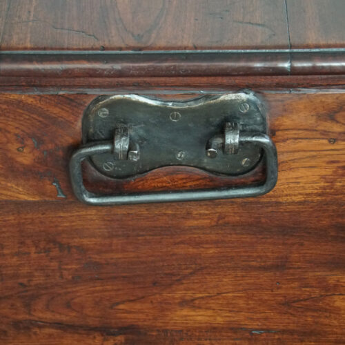 Antique teak merchants chest carrying handle