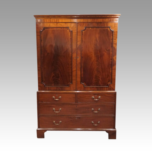 George III mahogany linen press front