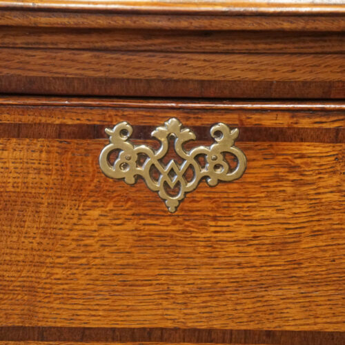 Georgian oak cabriole leg dresser base fretted escutcheon