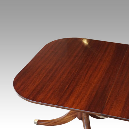 Georgian style mahogany twin pedestal dining table d-end