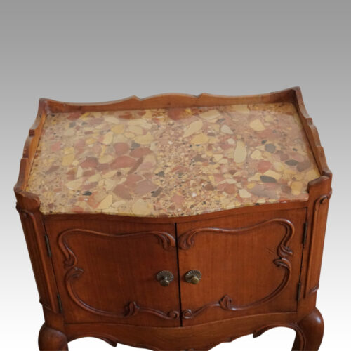 Pair of French bedside cabinets stone top