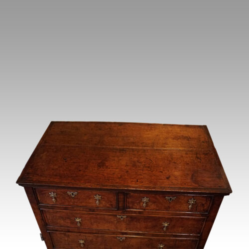 Queen Anne oak and burr elm chest of drawers top
