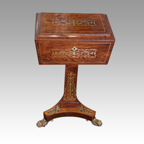 Regency brass inlaid rosewood work table