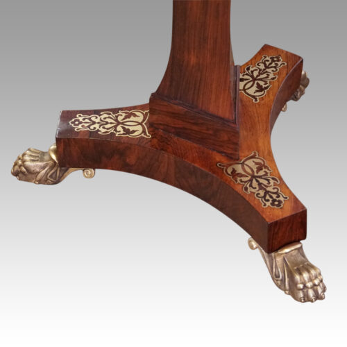 Regency brass inlaid rosewood work table base