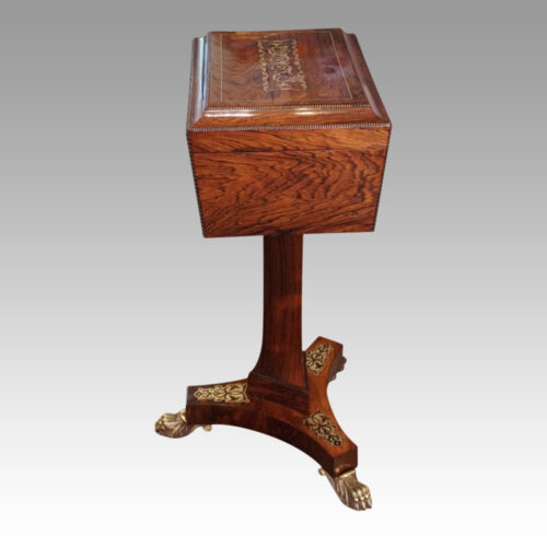 Regency brass inlaid rosewood work table side