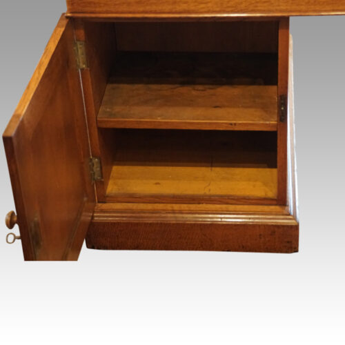 Victorian oak partners desk cupboard interior