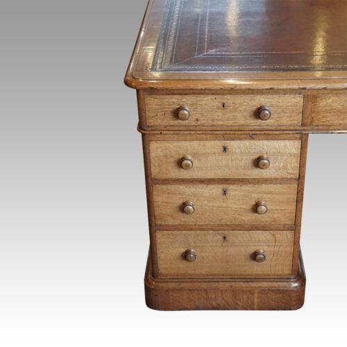Victorian oak partners desk pedestal