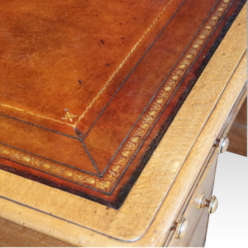 Victorian oak partners desk tooling