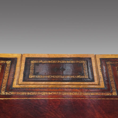 Victorian oak writing table pentray