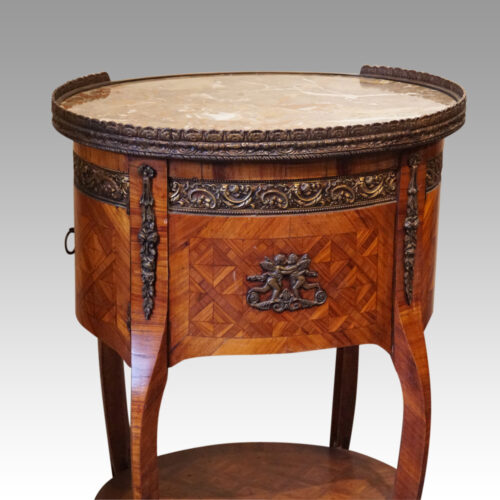 Pair of Parquetry oval cabinets detail