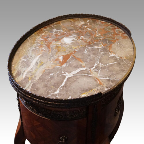 Pair of Parquetry oval cabinets marble top