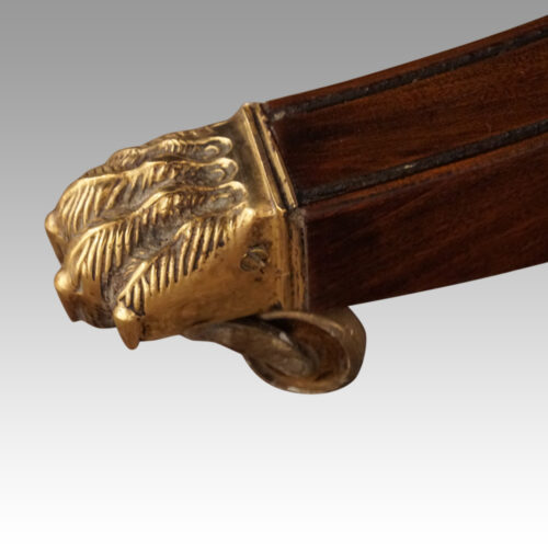 Regency style mahogany 3 pillar dining table brass toe