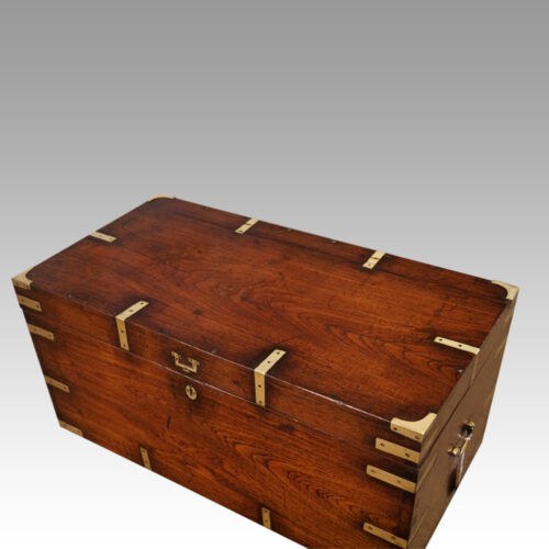 Victorian brass bound officers military chest at angle