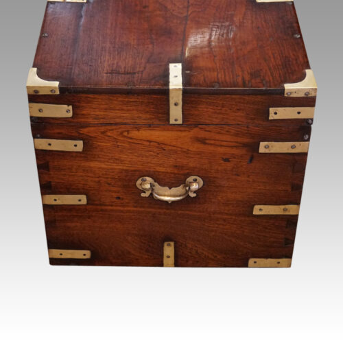 Victorian brass bound officers military chest end view