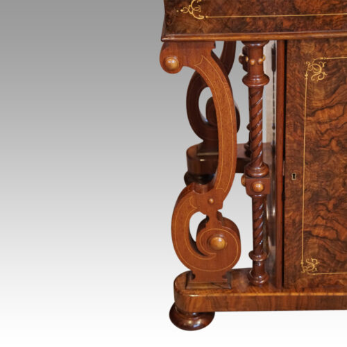 Victorian inlaid walnut Davenport desk front legs