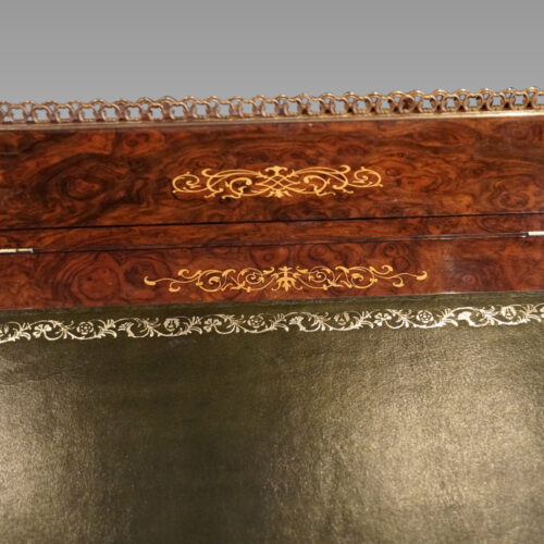 Victorian inlaid walnut Davenport desk inlay detail