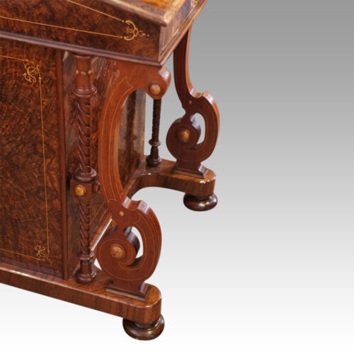 Victorian inlaid walnut Davenport desk legs