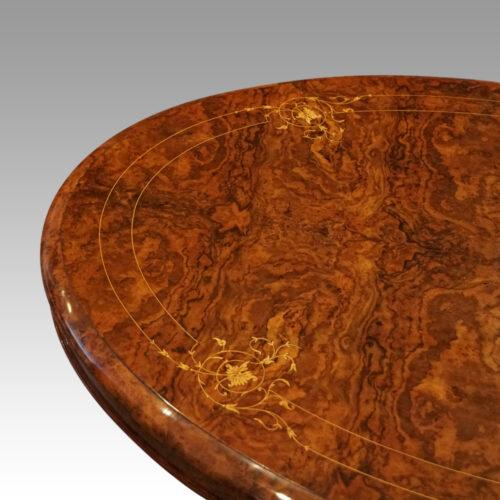 Victorian inlaid walnut coffee table top detail
