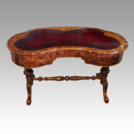 Victorian inlaid walnut kidney desk