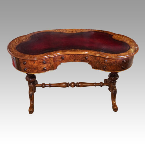 Victorian inlaid walnut kidney desk