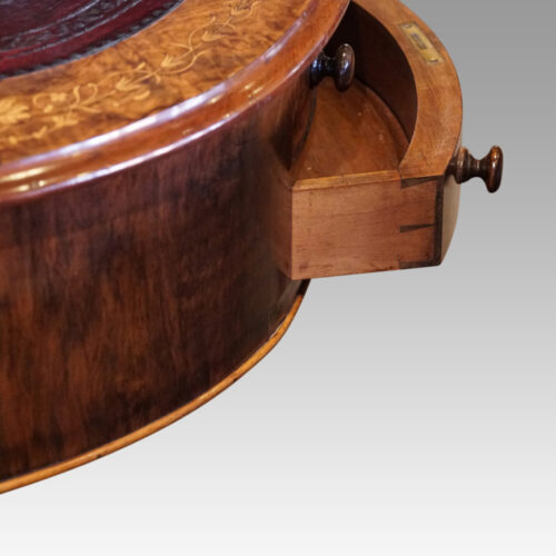 Victorian inlaid walnut kidney desk dovetails