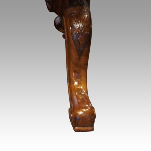 Victorian inlaid walnut kidney desk leg