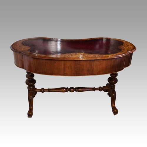Victorian inlaid walnut kidney desk rear