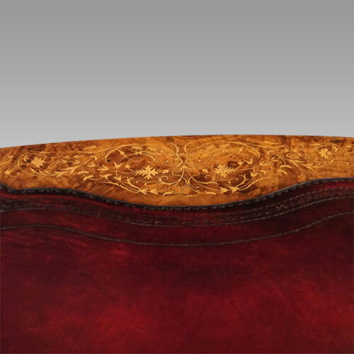 Victorian inlaid walnut kidney desk rear edge