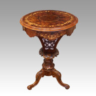 Victorian inlaid walnut oval workbox