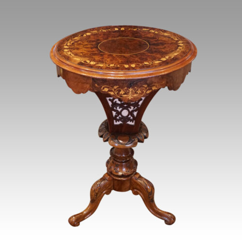 Victorian inlaid walnut oval workbox