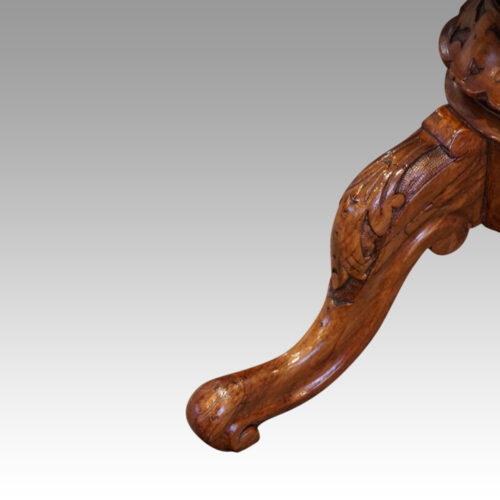 Victorian inlaid walnut oval workbox leg