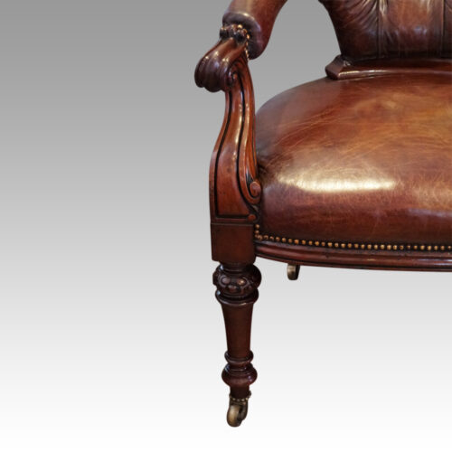 Victorian leather reading desk chair arm