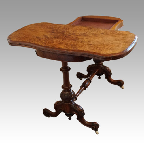 Victorian shaped walnut card table half turn