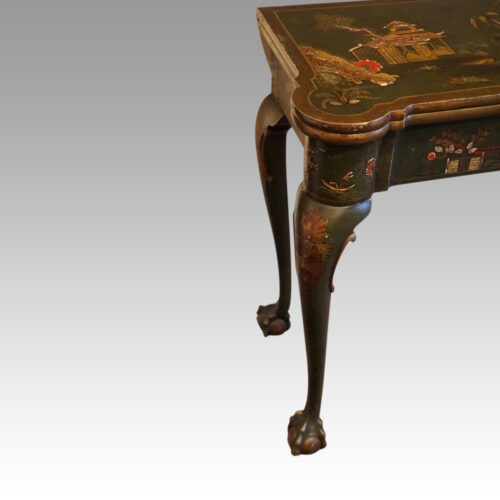 Antique chinoiserie card table front leg