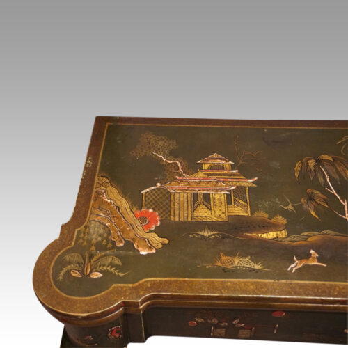 Antique chinoiserie card table top detail
