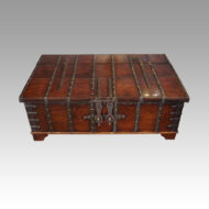 Colonial teak iron bound merchants chest