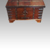 Colonial teak iron bound merchants chest end