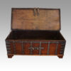 Colonial teak iron bound merchants chest open