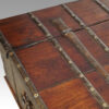 Colonial teak iron bound merchants chest top detail