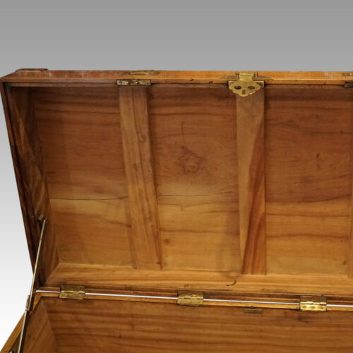 Large Victorian camphorwood trunk lid detail