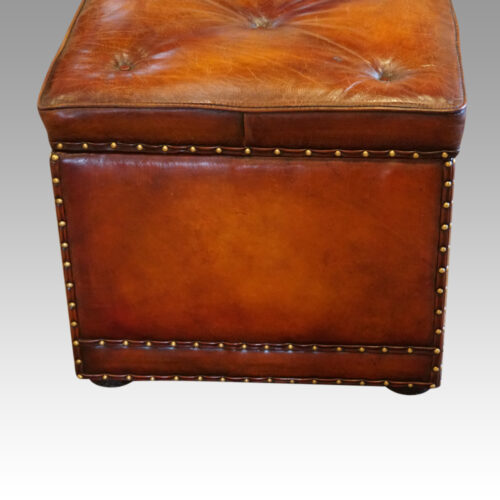 Large leather ottoman end detail