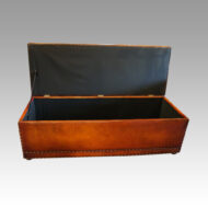 Large leather ottoman open