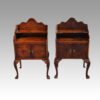 Matched pair walnut bedside cabinets